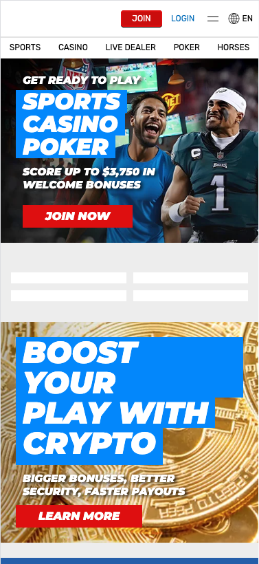 Bovada Homepage ScreenShot